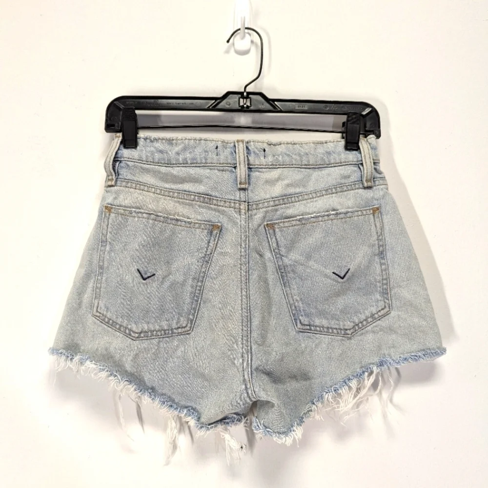Hudson Cara Denim High Rise Short with Button Fly Cut Offs Raw Hem 26